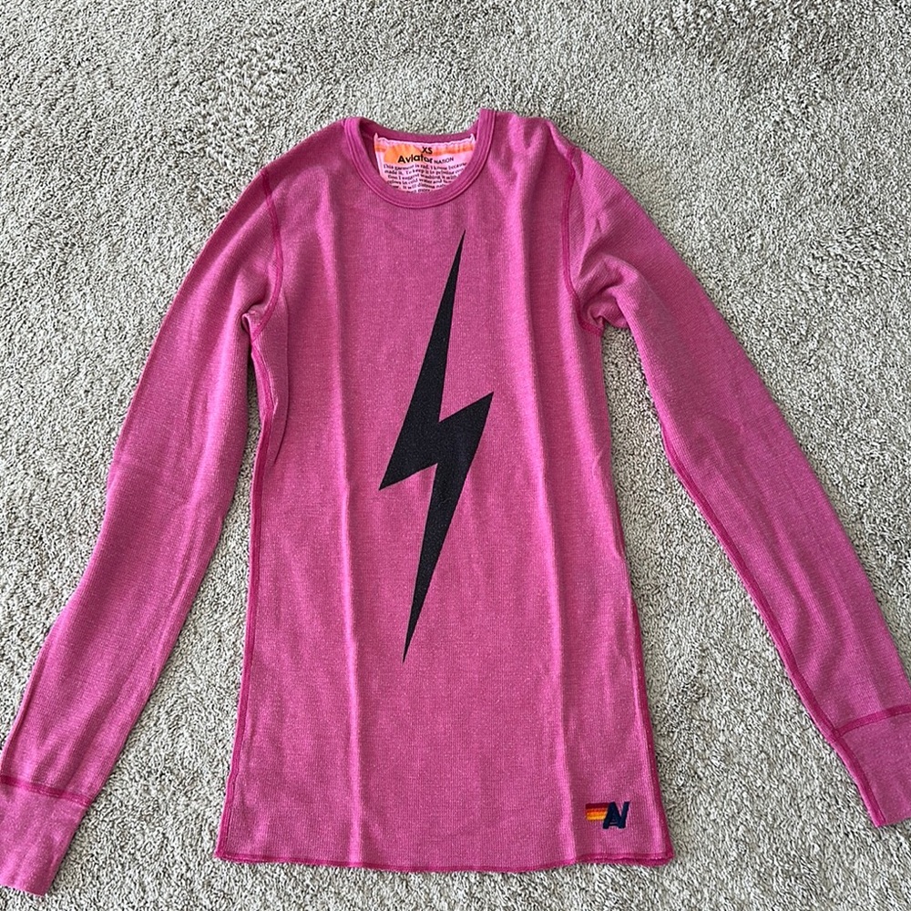 Aviator Nation Pink Lightning Bolt thermal - rare sold out! ⚡️ XS NWOT